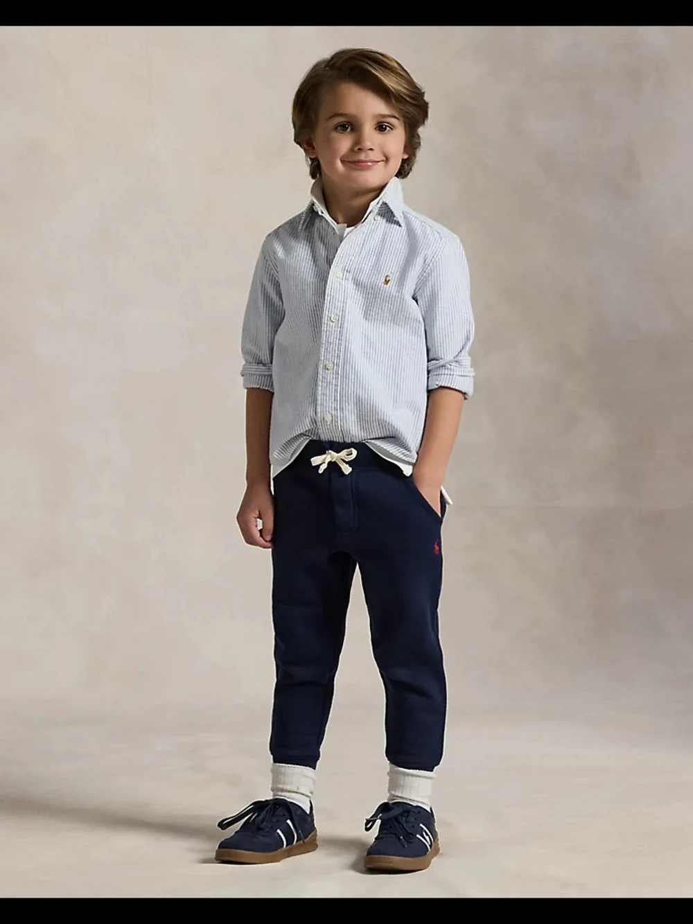 Ralph‎ Lauren Cruise Navy Fleeced Jogger Pants Red Logo BOYS 6